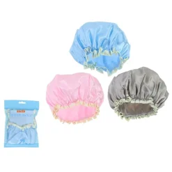 CUFFIA PER DOCCIA BAGNO ELASTICO COLORATA LUCIDA CON BORDINO PROTEGGE CAPELLI 87651