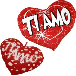 CUORE IN PELUCHE CUSCINO SCRITTA TI AMO 23CM SAN VALENTINO 2 MOD ASSORTITI 65620