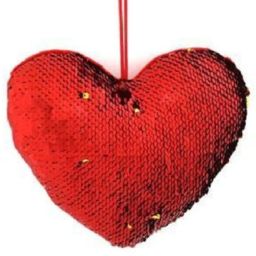 CUORE PAILLETTES BICOLORE 20X16CM APPENDINO IDEA REGALO SAN VALENTINO 2 MODELLI