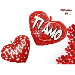 CUSCINO CUORE IN PELUCHE SCRITTA TI AMO 28CM SAN VALENTINO 2 MOD ASSORTITI 65484