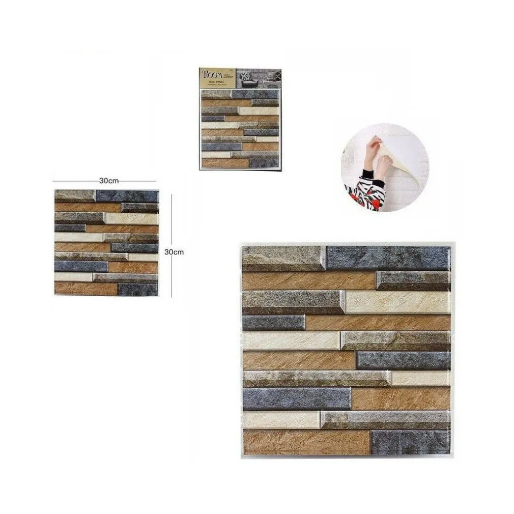 3D PIASTRELLA MATTONELLA ADESIVO DA PARETE MURO PANNELLO 30X30CM 64382