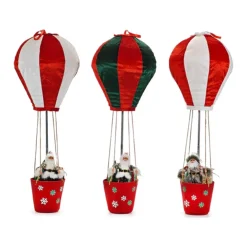 DECORAZIONE NATALIZIA DESIGN A MONGOLFIERA CON BABBO NATALE H80 CM PER CASA VETRINA