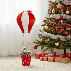 DECORAZIONE NATALIZIA DESIGN A MONGOLFIERA CON BABBO NATALE H80 CM PER CASA VETRINA