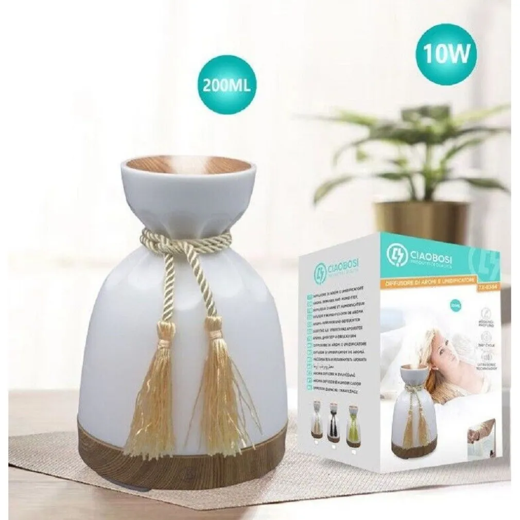 DIFFUSORE AROMI UMIDIFICATORE ULTRASUONI SERBATOIO 200ML 10W AROMATERAPIA TX-8364