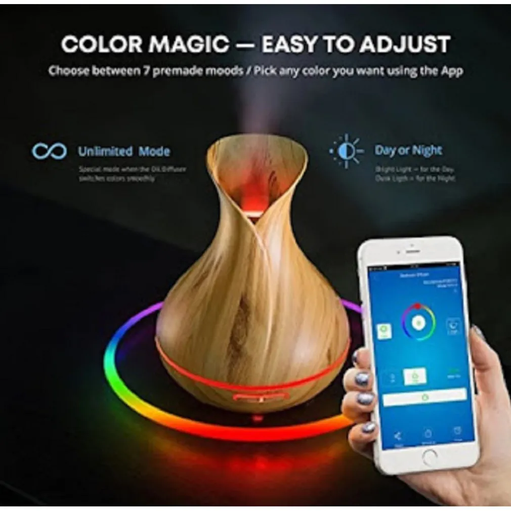 DIFFUSORE AROMI UMIDIFICATORE ULTRASUONI 500ML 10W AROMATERAPIA WIFI SMART HOME TX-8363