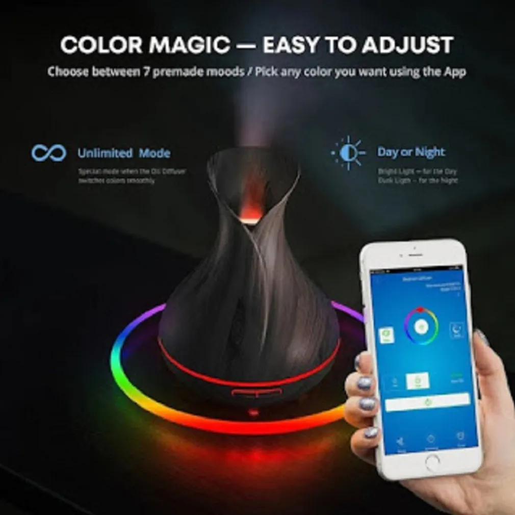 DIFFUSORE AROMI UMIDIFICATORE ULTRASUONI 500ML 10W AROMATERAPIA WIFI SMART HOME TX-8363