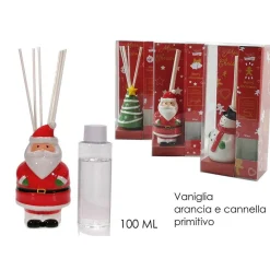 DIFFUSORE DI FRAGRANZE CON BASTONCINI DECORAZIONI NATALIZIE 100 ML MODELLI ASSORTITI