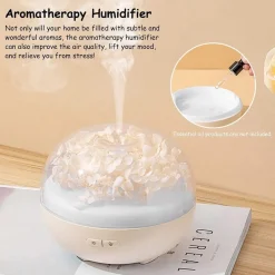 DIFFUSORE OLI ESSENZIALI FIORI ETERNI ULTRASUONI UMIDIFICATORE USB 7 LUCI LED BEIGE