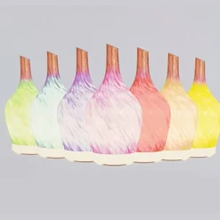 DIFFUSORE OLI VETRO CROMOTERAPIA AROMATERAPIA UMIDIFICATORE BIANCO ROSSO 04 LED