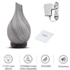 DIFFUSORE OLI VETRO CROMOTERAPIA AROMATERAPIA UMIDIFICATORE BIANCO E NERO 02 LED