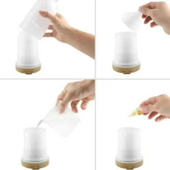 DIFFUSORE OLI VETRO CROMOTERAPIA AROMATERAPIA UMIDIFICATORE BIANCO E NERO 02 LED