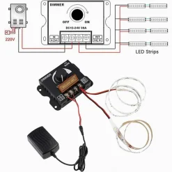 DIMMER PER LUCI LED MONOCOLORE INTERRUTTORE CONTROLLER MANOPOLA 12-24V DM-12-24V
