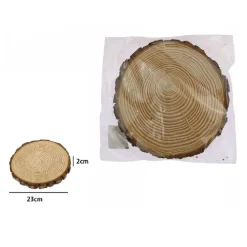DISCO DI LEGNO BASE TRONCO DECORATIVA PER ORNAMENTO CASA 23 X 2 CM ROTONDO 72114