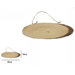 DISCO LEGNO NATURALE BASE TRONCO DECORATIVA ORNAMENTO DA APPENDERE 30X10CM 72103