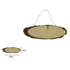 DISCO LEGNO NATURALE BASE TRONCO DECORATIVA ORNAMENTO DA APPENDERE 40X12CM 72105