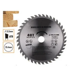 DISCO TAGLIO LEGNO SMERIGLIATRICE ANGOLARE CIRCOLARE SEGA 180X25.4 MM 40 DENTI