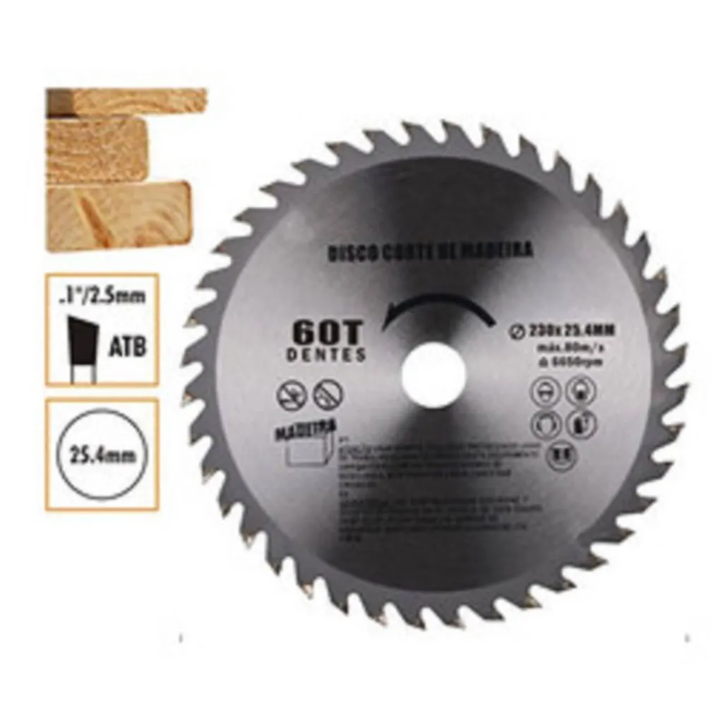 DISCO TAGLIO LEGNO SMERIGLIATRICE ANGOLARE CIRCOLARE SEGA 230 X 25.4 MM 60 DENTI