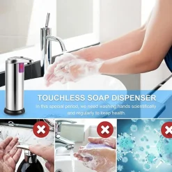 DISPENSER DI SAPONE LIQUIDO AUTOMATICO CON SENSORE EROGATORE SAPONE MANI BAGNO 59385