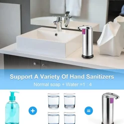 DISPENSER DI SAPONE LIQUIDO AUTOMATICO CON SENSORE EROGATORE SAPONE MANI BAGNO 59385