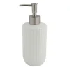DISPENSER DISTRIBUTORE SAPONE LIQUIDO PER ARREDO BAGNO IN CERAMICA RIGATA BIANCA 87802
