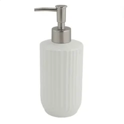 DISPENSER DISTRIBUTORE SAPONE LIQUIDO PER ARREDO BAGNO IN CERAMICA RIGATA BIANCA 87802