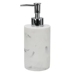 DISPENSER DOSATORE SAPONE LIQUIDO ACCESSORIO BAGNO ARREDO EFFETTO MARMO BIANCO 87829