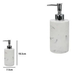 DISPENSER DOSATORE SAPONE LIQUIDO ACCESSORIO BAGNO ARREDO EFFETTO MARMO BIANCO 87829