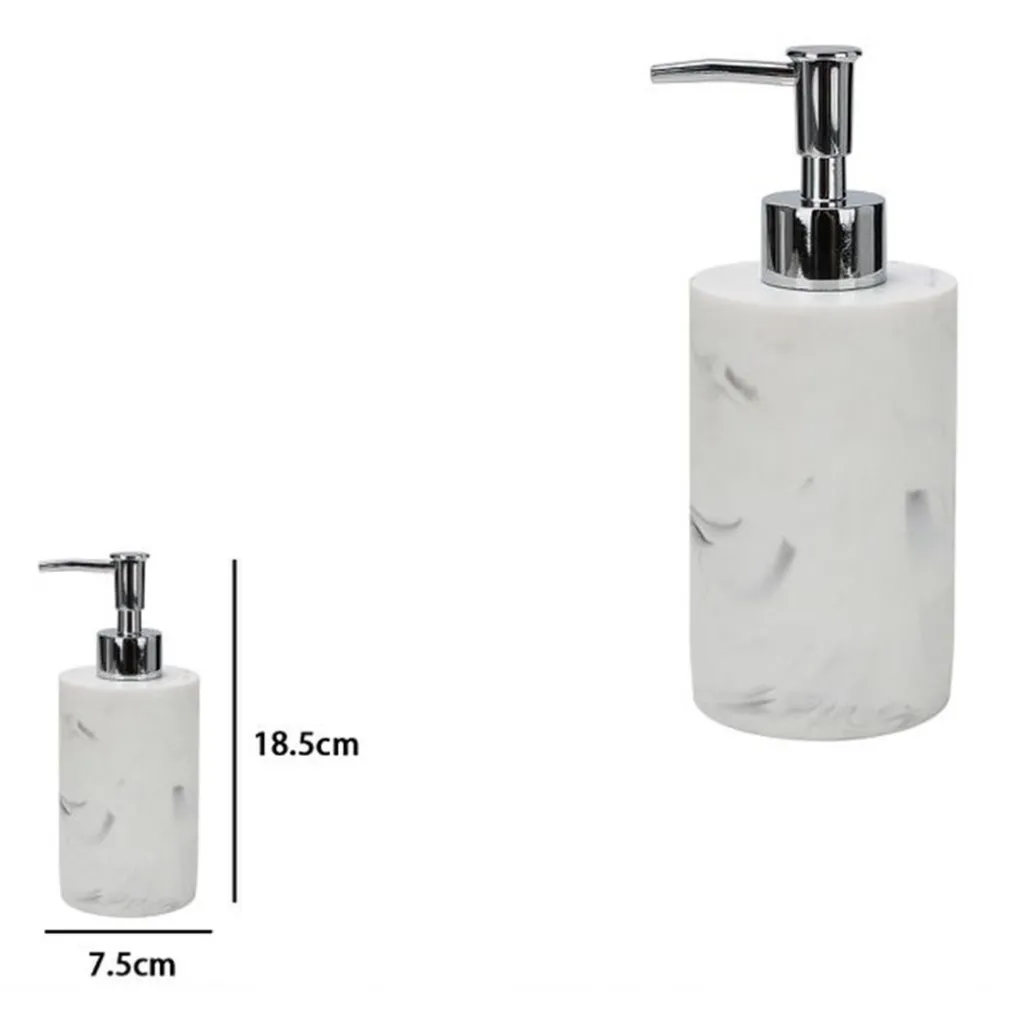 DISPENSER DOSATORE SAPONE LIQUIDO ACCESSORIO BAGNO ARREDO EFFETTO MARMO BIANCO 87829