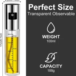 DISPENSER DOSATORE SPRAY PER OLIO ACETO DA CUCINA OLIERA ALIMENTI CIBO 100ML