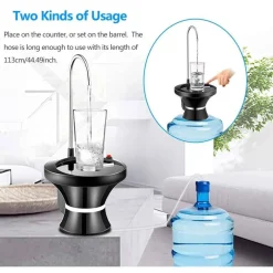 DISPENSER EROGATORE D'ACQUA RUBINETTO CON BASE PER BOCCIONI RICARICABILE USB