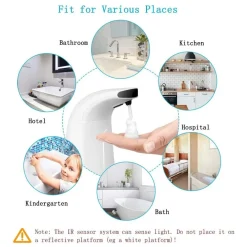 DISPENSER EROGATORE DOSATORE SAPONE AUTOMATICO INFRAROSSI CON FOTOCELLULA 280ML