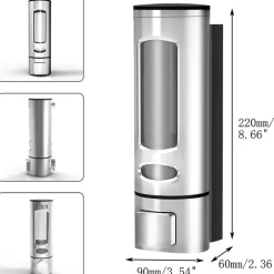 DISPENSER EROGATORE PORTA SAPONE MANUALE DOSATORE PROFESSIONALE A MURO 400ML SIL