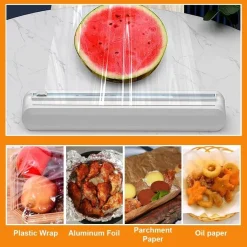 DISPENSER PER PELLICOLA TRASPARENTE ALIMENTI O CARTA ALLUMINIO CON TAGLIERINO