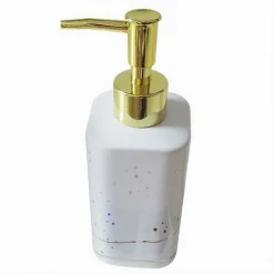DISPENSER PER SAPONE LIQUIDO ACCESSORIO BAGNO ARREDO BIANCO ORO MACCHIATO 59882