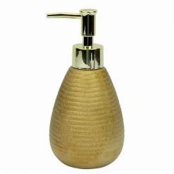 DISPENSER PER SAPONE LIQUIDO ACCESSORIO DORATO RIGATO MODERNO ARREDO BAGNO 59934