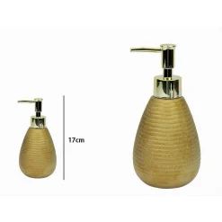 DISPENSER PER SAPONE LIQUIDO ACCESSORIO DORATO RIGATO MODERNO ARREDO BAGNO 59934