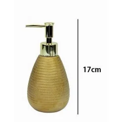 DISPENSER PER SAPONE LIQUIDO ACCESSORIO DORATO RIGATO MODERNO ARREDO BAGNO 59934