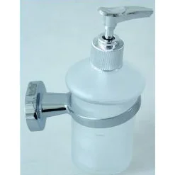 DISPENSER PER SAPONE LIQUIDO ACCIAIO VETRO FISSAGGIO A PARETE PORTASAPONE 52437A