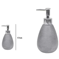 DISPENSER PER SAPONE LIQUIDO ACCESSORI ARGENTO RIGATO MODERNO ARREDO BAGNO 59938