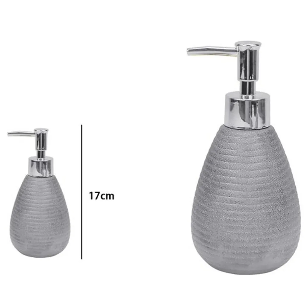 DISPENSER PER SAPONE LIQUIDO ACCESSORI ARGENTO RIGATO MODERNO ARREDO BAGNO 59938