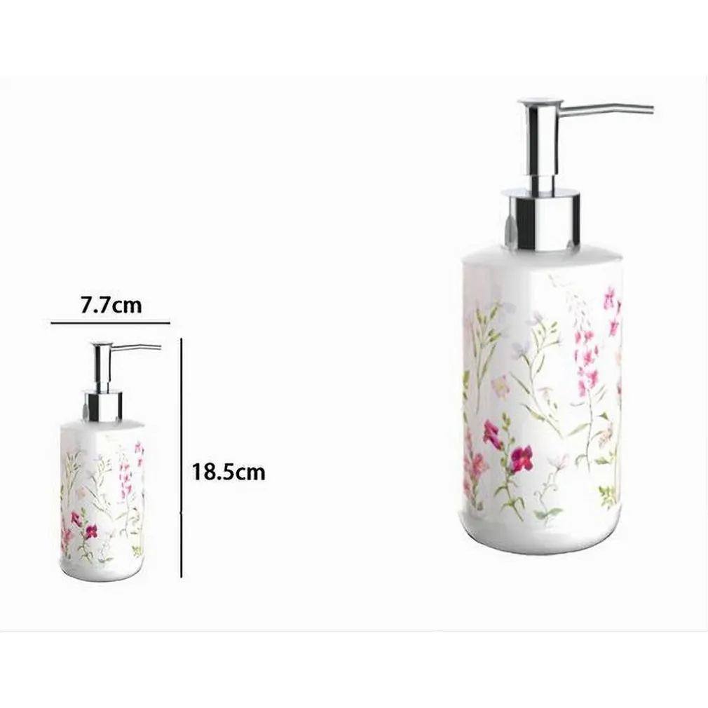 DISPENSER PER SAPONE LIQUIDO CON FIORI ACCESSORIO PORTASAPONE ARREDO BAGNO 69917