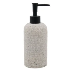 DISPENSER PER SAPONE LIQUIDO EFFETTO TELA JUTA CON POMPA NERA ACCESSORIO BAGNO 87826