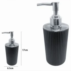 DISPENSER PER SAPONE LIQUIDO LAVANDINO GRIGIO SCURO RIGATO ARREDO DA BAGNO 79169