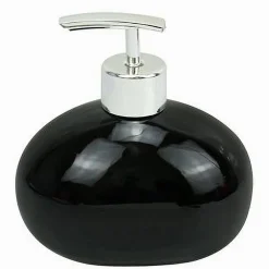 DISPENSER PER SAPONE LIQUIDO IN CERAMICA NERO DOSATORE MODERNO ARREDO BAGNO 79248