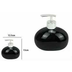 DISPENSER PER SAPONE LIQUIDO IN CERAMICA NERO DOSATORE MODERNO ARREDO BAGNO 79248