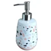 DISPENSER PORTA SAPONE BAGNO GRANIGLIA BIANCO MULTICOLORE CON BASE ROSA 59875
