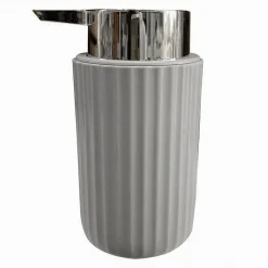 DISPENSER PORTA SAPONE LIQUIDO ACCESSORI ARREDO BAGNO GRIGIO DECORO PLISSÈ 59089