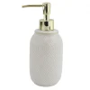 DISPENSER PORTA SAPONE LIQUIDO BAGNO BIANCO DESIGN ETNICO CON POMPA DORATA 87790