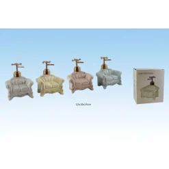 DISPENSER PORTA SAPONE LIQUIDO A FORMA DIVANO CON PORTA SPUGNA VARI COLORI 52075