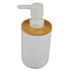 DISPENSER PORTA SAPONE LIQUIDO BIANCO LEGNO PER RICAMBIO ACCESSORI BAGNO 69477